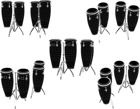 vector sketch illustration of the design of a drum musical instrument for a dangdut concert performance