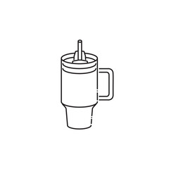 Stanley Cup Tumbler Drink Icon Flat Outline Vector, PNG, JPEG in Black/White, for Web, Mobile Apps and UI, Infographics, Digital Assets