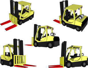 Vector sketch illustration of the design of a forklift heavy equipment for lifting heavy loads  © nur