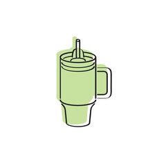 Cup Tumbler Drink Icon Flat Outline Vector, PNG, JPEG in Black/White, for Web, Mobile Apps and UI, Infographics, Digital Assets