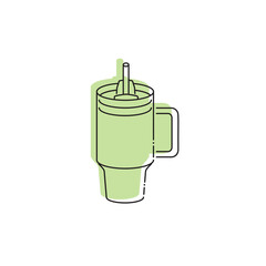 Cup Tumbler Drink Icon Flat Outline Vector, PNG, JPEG in Black/White, for Web, Mobile Apps and UI, Infographics, Digital Assets