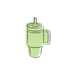 Cup Tumbler Drink Icon Flat Outline Vector, PNG, JPEG in Black/White, for Web, Mobile Apps and UI, Infographics, Digital Assets