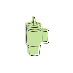 Cup Tumbler Drink Icon Flat Outline Vector, PNG, JPEG in Black/White, for Web, Mobile Apps and UI, Infographics, Digital Assets