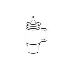 Stanley Cup Tumbler Drink Icon Flat Outline Vector, PNG, JPEG in Black/White