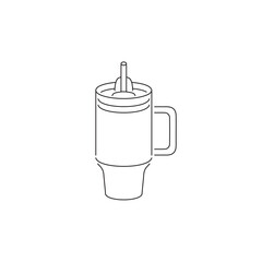 Stanley Cup Tumbler Drink Icon Flat Outline Vector, PNG, JPEG in Black/White, for Web, Mobile Apps and UI, Infographics, Digital Assets