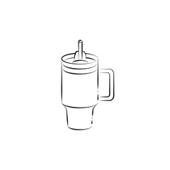 Stanley Cup Tumbler Drink Icon Flat Outline Vector, PNG, JPEG in Black/White, for Web, Mobile Apps and UI, Infographics, Digital Assets