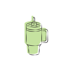 Stanley Cup Tumbler Drink Icon Flat Outline Vector, PNG, JPEG in Black/White, for Web, Mobile Apps and UI, Infographics, Digital Assets