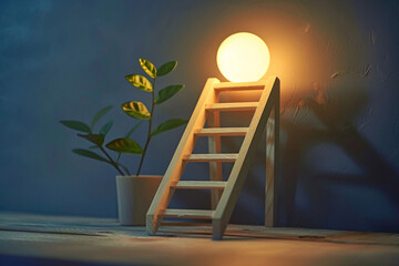 Climbing to Moonlight - Surreal Home Decor Concept - obrazy, fototapety, plakaty
