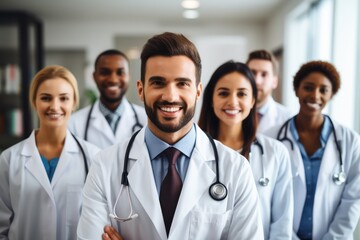 Fototapeta premium A group of happy doctors in the hospital.
