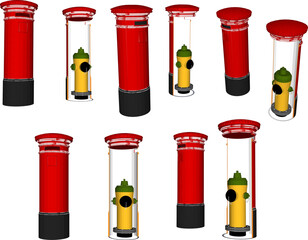 Vector sketch illustration of water hydrant design for fire fighting with safety tube