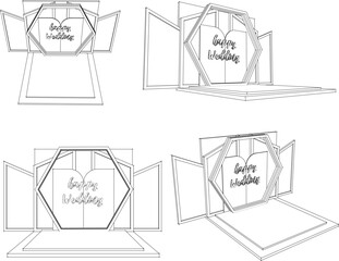 Vector sketch illustration of wedding booth background design
