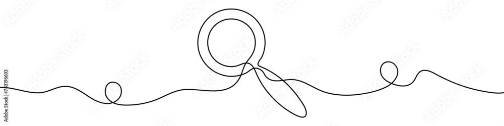 Poster continuous editable drawing of magnifier icon. search symbol in one line style.