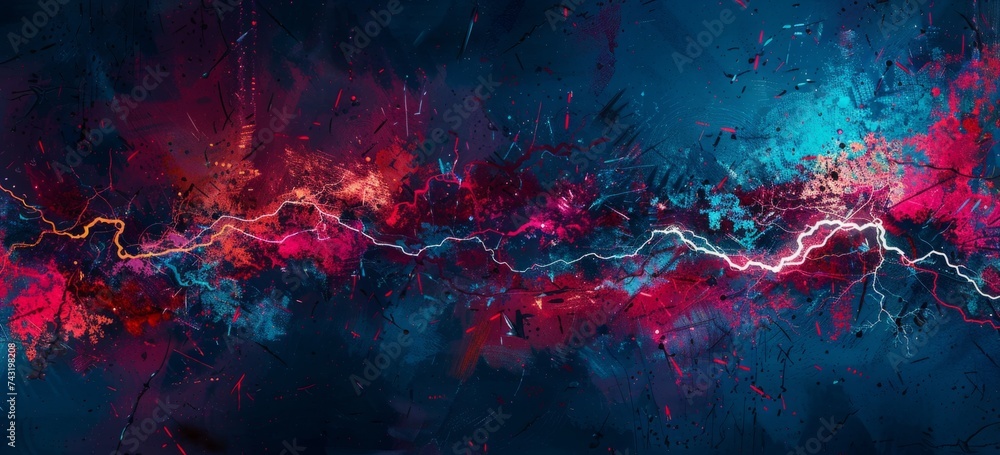 Poster electro light abstract in the style of surreal cyberpunk iconography generative ai
