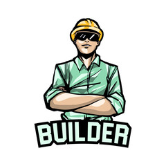 Fototapeta premium Strong Builder Logo Concept Stock Illustration