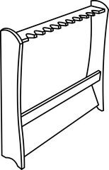 Fishing Rod Rack Outline Vector Illustration