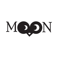 Moon logo with owl eyes and crescent sign
