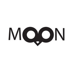 Moon logo with owl eyes sign