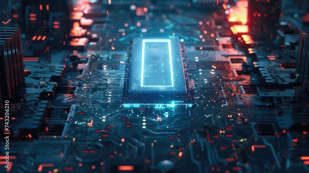 Poster computer background or screensaver on a pc in the style of cyber technologies of the future. ai gene