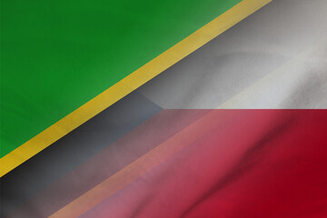 Tanzania and Czech Republic government flag international contract CZE TZA - obrazy, fototapety, plakaty