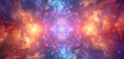 Celestial mandala with pastel hues, a cosmic ballet against an abstract canvas, captured in...