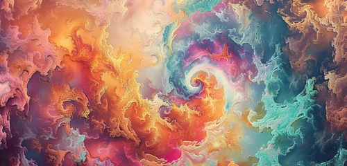 Fotobehang Ethereal mandala of swirling pastels, a dreamlike dance of shapes captured with unrivaled clarity in  splendor. © sdk