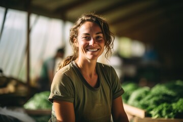 Fototapeta premium Portrait of a young female agriculture worker