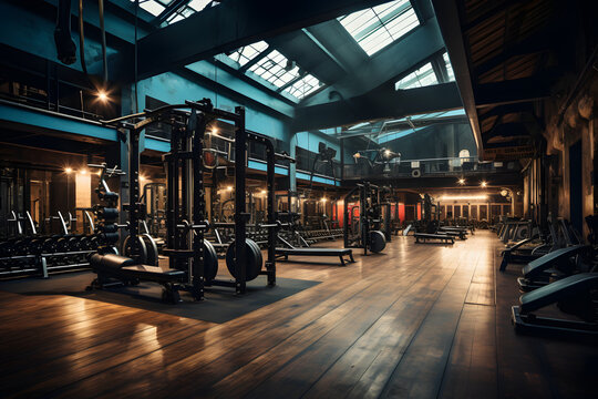photo of a cool gym, fitness gym place, working out in a gym