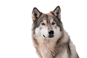 Alaskan malamute head close up, isolated on transparent background