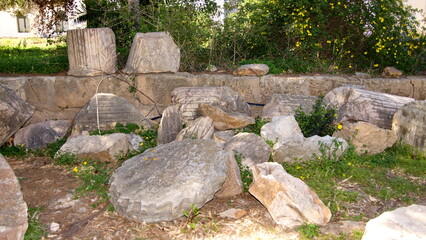 Stone rubble the Carthaginian ruins in Tunis, Tunisia