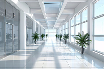 Modern Office Corridor with Bright Interior Design