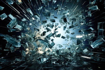 Abstract shattered glass explosion - obrazy, fototapety, plakaty