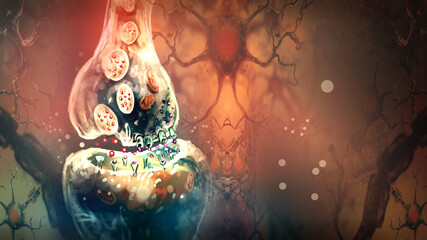 digital illustration of brain cell sinapsis