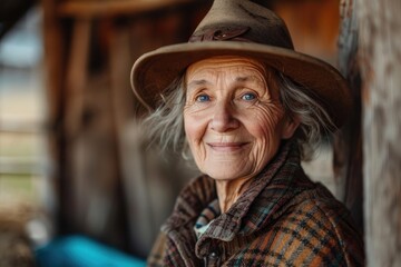 Fototapeta na wymiar Portrait of a smiling middle aged female farmer