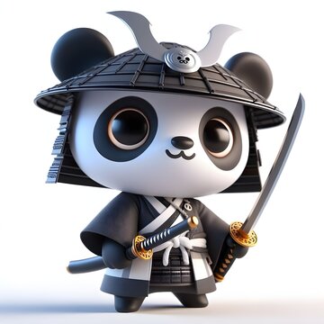3d rendered illustration of a panda samurai with a sword in his hand
