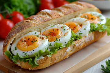 photo de sandwich appétissant,  pain, oeuf et salade