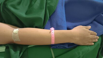 Identification bracelet on the patient
