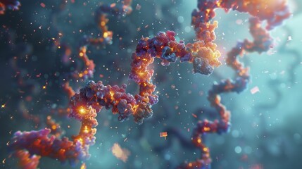 Revolutionary genetic research showcases telomere extensions, microscopic images against a vibrant turquoise backdrop.