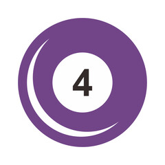 Obraz premium Billiard number four purple ball 