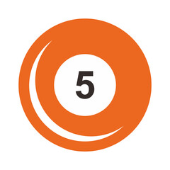 Billiard number five orange ball 
