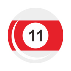 Obraz premium Billiard Number 11 ball Red White Color 