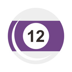 Billiard Number ten 12 purple and white color 