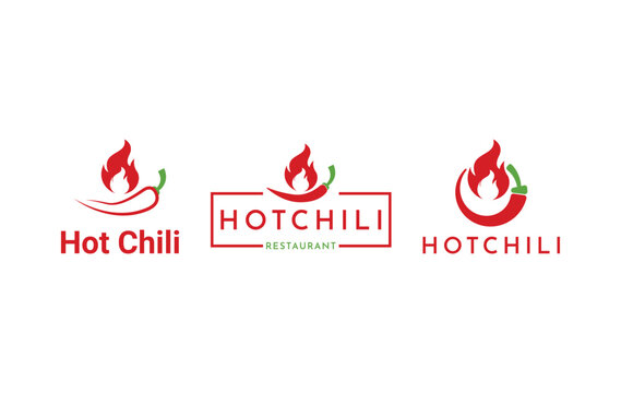 Hot chili logo design concept. hot chili logo design set collection