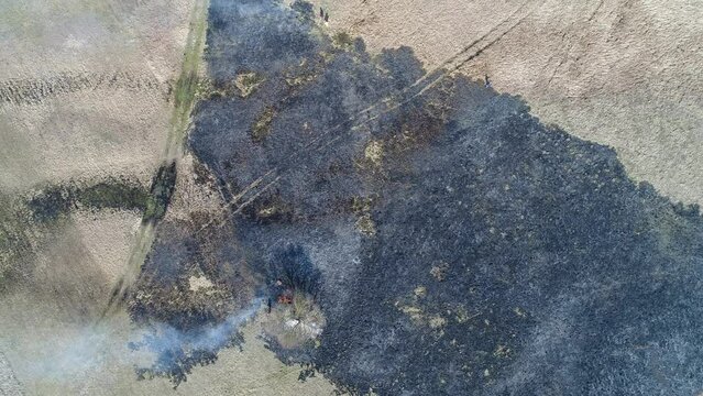 Wypalanie łąk - ujęcia z drona