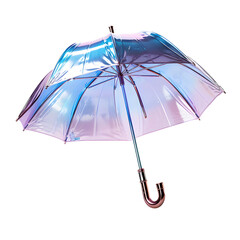 Colorful Holographic Umbrella Isolated on Transparent Background