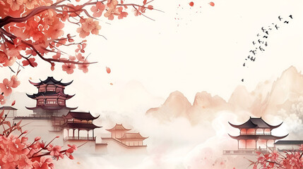 japanese temple in the background