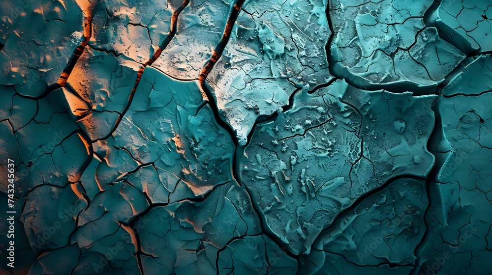 Poster blue green abstract background gradient toned rough cracked stone surface teal background with space