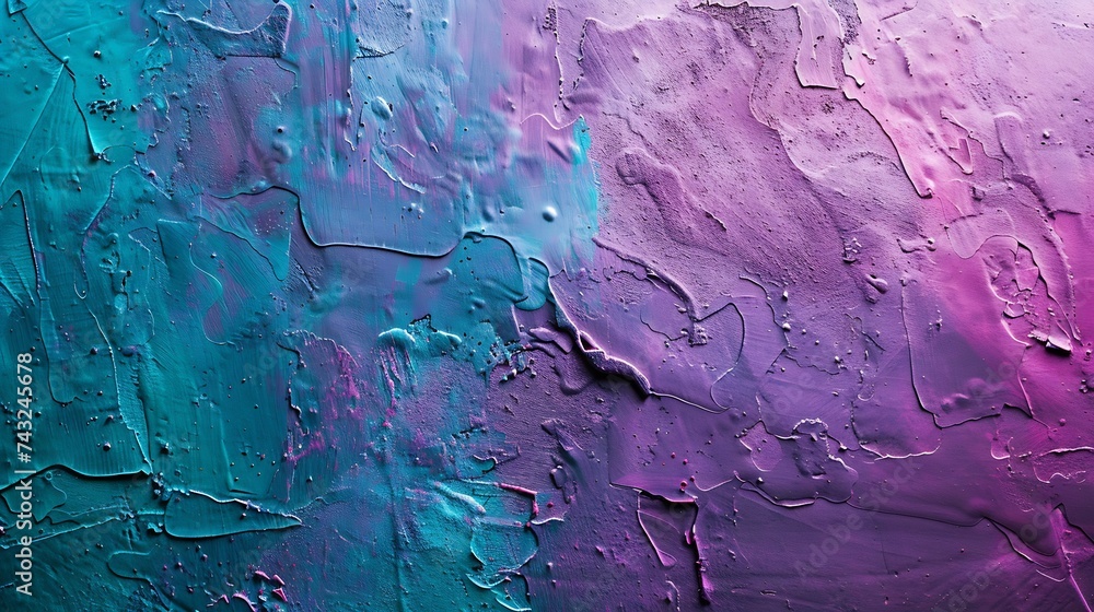 Aufkleber purple pink turquoise teal abstract background color gradient toned rough surface texture painted ol