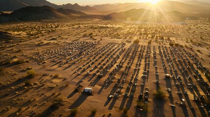 Aerial view of DavisMonthan boneyard in desert landscape Arizona USA : Generative AI
