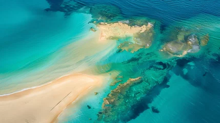 Fotobehang Aerial abstract view of shoals off Kooringal Moreton Island Australia : Generative AI © Generative AI