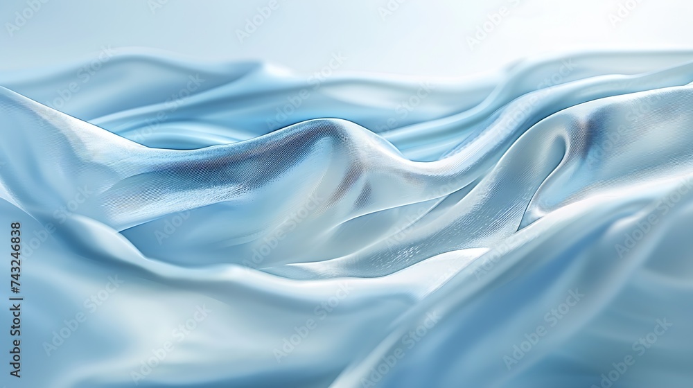 Poster Blue silk satin Folds in the fabric Elegant background with copy space for design Web banner Website header : Generative AI